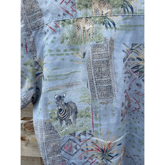 Vintage Paradise Bay Safari lions, Tigers, Zebra Button up blouse shirt Size Med - Picture 6 of 6